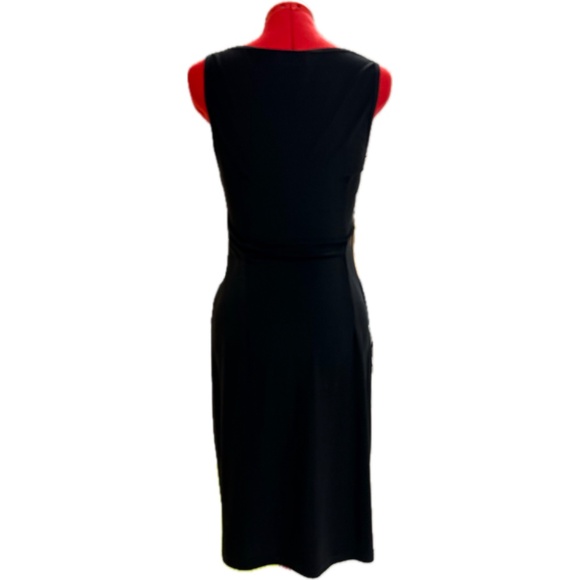 Joseph RIBKOFF Sleeveless Black Pleated and Rusched Midi Dress US Sz 10 - Picture 4 of 5